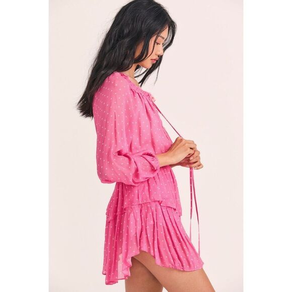 NWT LoveShackFancy Popover Dress in Hot Pink Cherry Size Small $495 MSRP - Picture 4 of 11